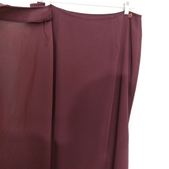 Simply French Collection Wine Color Faux Wrap Midi Maxi Skirt Women's Size 18 - Picture 7 of 10